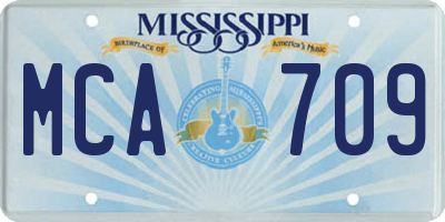 MS license plate MCA709