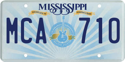 MS license plate MCA710
