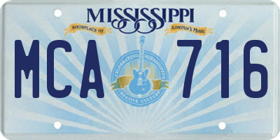 MS license plate MCA716