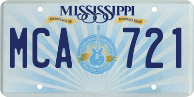 MS license plate MCA721