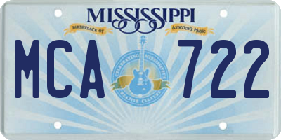 MS license plate MCA722