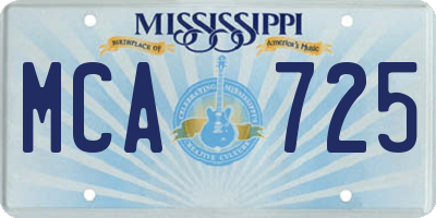 MS license plate MCA725