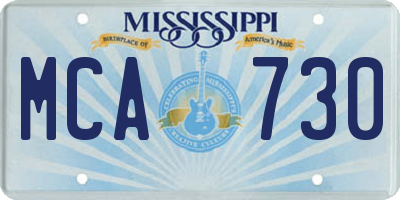 MS license plate MCA730