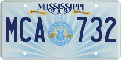 MS license plate MCA732