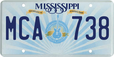 MS license plate MCA738