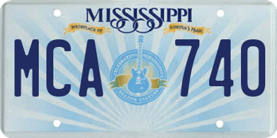 MS license plate MCA740