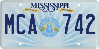 MS license plate MCA742