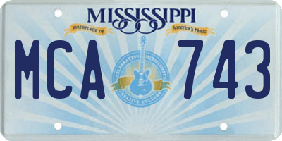 MS license plate MCA743