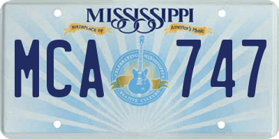 MS license plate MCA747
