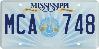 MS license plate MCA748