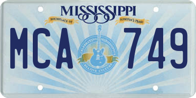 MS license plate MCA749