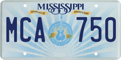 MS license plate MCA750