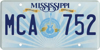 MS license plate MCA752