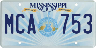 MS license plate MCA753