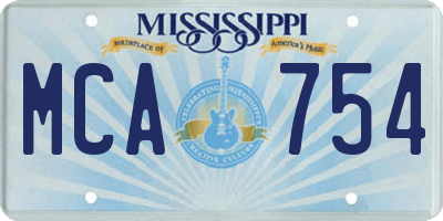 MS license plate MCA754
