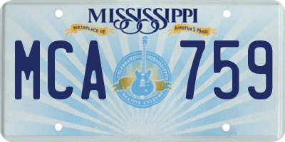 MS license plate MCA759