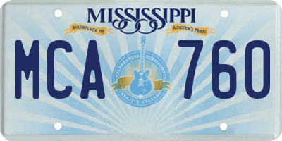 MS license plate MCA760