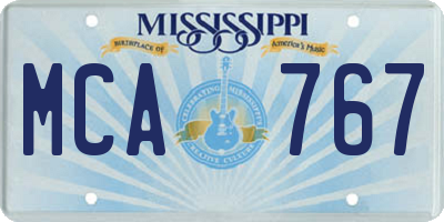 MS license plate MCA767