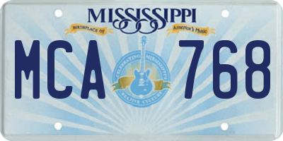 MS license plate MCA768