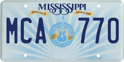 MS license plate MCA770