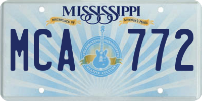 MS license plate MCA772