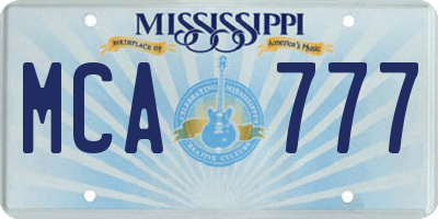 MS license plate MCA777