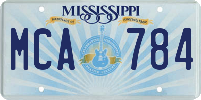 MS license plate MCA784