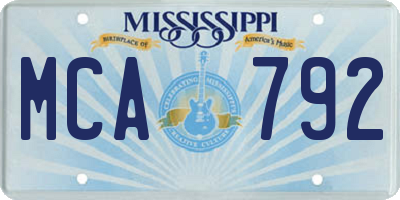 MS license plate MCA792