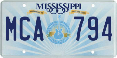 MS license plate MCA794