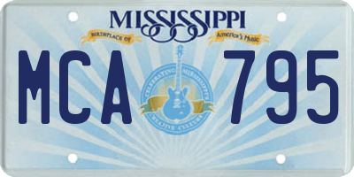 MS license plate MCA795