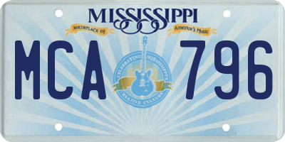 MS license plate MCA796