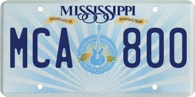 MS license plate MCA800