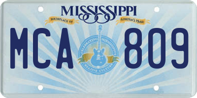 MS license plate MCA809