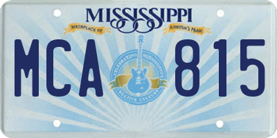 MS license plate MCA815