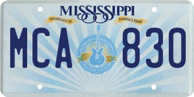 MS license plate MCA830