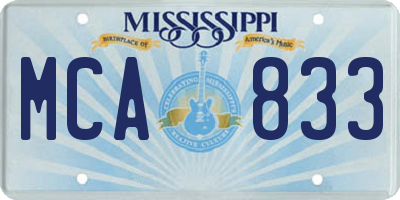 MS license plate MCA833