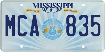 MS license plate MCA835