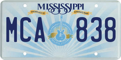 MS license plate MCA838