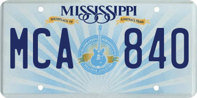 MS license plate MCA840