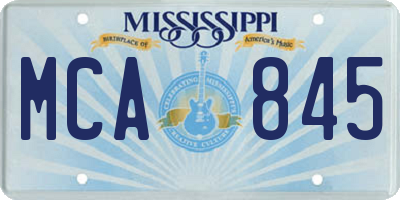 MS license plate MCA845
