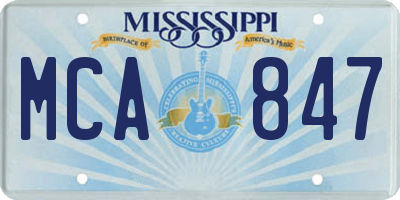 MS license plate MCA847