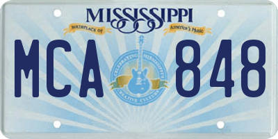 MS license plate MCA848