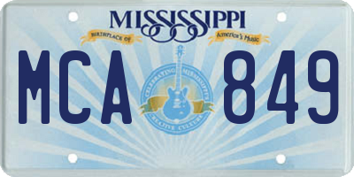 MS license plate MCA849