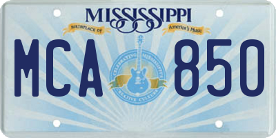 MS license plate MCA850