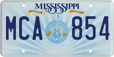 MS license plate MCA854