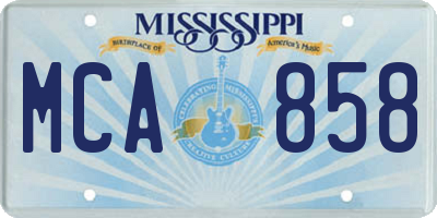 MS license plate MCA858
