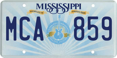 MS license plate MCA859