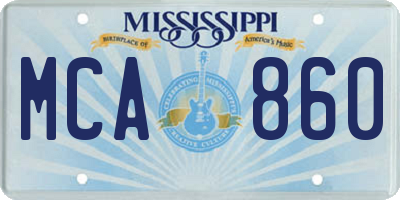 MS license plate MCA860