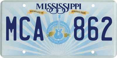 MS license plate MCA862