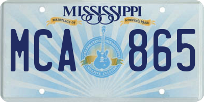 MS license plate MCA865